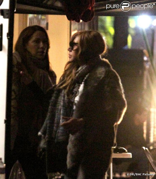 Cathy Guetta sur le tournage d'une pub pour la Renault Twizy que fait son mari David, à Los Angeles le 1er février 2012