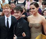 Rupert Grint, Daniel Radcliffe et Emma Watson à New York, le 11 juillet 2011.