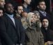 Teddy Riner, Ayo et Patrice lors du match au sommet entre le PSG et Montpellier conclu sur le score de 2-2 au Parc des Princes à Paris le 19 février 2012