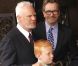 Malcolm McDowell a reçu une étoile sur le Hollywood Walk of Fame, avec son fils Beckett et Gary Oldman, le 16 mars 2012 à Los Angeles.