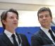 François Baroin passe la main au nouveau ministre Arnaud Montebourg à Paris, le 17 mai 2012.
