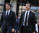 François Baroin passe la main au nouveau ministre Arnaud Montebourg à Paris, le 17 mai 2012.