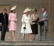 Kate Middleton a fait équipe avec le prince Charles et Camilla Parker Bowles lors de la deuxième garden party à Buckingham Palace, le 29 mai 2012, dans le cadre des célébrations du jubilé de diamant de la reine Elizabeth II. La duchesse de Cambridge porte la même robe Emilia Wickstead que précédemment pour le déjeuner de la souveraine à Windsor, le 18 mai, et un chapeau Jane Corbett.