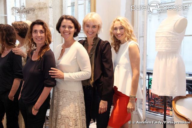Mademoiselle Agnès, Karine Blouët, Vanessa Bruno et Alexandra Golovanoff lors d'un cocktail organisé jeudi 7 juin 2012 dans la boutique Vanessa Bruno pour célébrer l'art de vivre sur Paris Première (mode, décoration, gastronomie...)