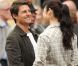 Tom Cruise et Olga Kurylenko sur le tournage du film de science-fiction  Oblivion , en bas de l'Empire State Building à New York, le 12 juin 2012.
