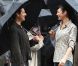 Tom Cruise et Olga Kurylenko sur le tournage du film de science-fiction  Oblivion , en bas de l'Empire State Building à New York, le 12 juin 2012.