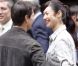 Tom Cruise et Olga Kurylenko sur le tournage du film de science-fiction  Oblivion , en bas de l'Empire State Building à New York, le 12 juin 2012.