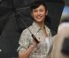 Olga Kurylenko sur le tournage du film de science-fiction  Oblivion , en bas de l'Empire State Building à New York, le 12 juin 2012.