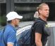 Hatem Ben Arfa et Philippe Mexès lors de l'arrivée de l'équipe de France au Bourget le dimanche 24 juin 2012 après son élimination de l'Euro