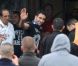 Adil Rami lors de l'arrivée de l'équipe de France au Bourget le dimanche 24 juin 2012 après son élimination de l'Euro