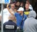 Hatem Ben Arfa et Philippe Mexès lors de l'arrivée de l'équipe de France au Bourget le dimanche 24 juin 2012 après son élimination de l'Euro