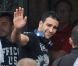 Adil Rami lors de l'arrivée de l'équipe de France au Bourget le dimanche 24 juin 2012 après son élimination de l'Euro