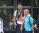 Olivier Giroud lors de l'arrivée de l'équipe de France au Bourget le dimanche 24 juin 2012 après son élimination de l'Euro