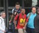 Olivier Giroud et Florent Malouda lors de l'arrivée de l'équipe de France au Bourget le dimanche 24 juin 2012 après son élimination de l'Euro