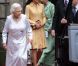  Elizabeth II, Kate Middleton, la princesse Anne, le prince Philp et le prince William après l'office. Cérémonie d'intronisation du prince William comme chevalier de l'ordre du Chardon en la cathédrale Saint Gilles d'Edimbourg, le 5 juin 2012. 