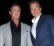 Sylvestern Stallone et Arnold Schwarzenegger lors de la présentation d' Expendables 2  au Comic Con de San Diego, le 12 juillet 2012.