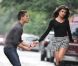 Lea Michele et son partenaire Dean Geyer sur le tournage de la série Glee, le 11 août 2012 à New York