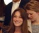 Carla Bruni-Sarkozy rayonnante et Léa Seydoux au mariage de son amie Farida Khelfa et Henri Seydoux, à la mairie du 17arrondissement de Paris, le 1er septembre 2012.