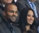 Tony Parker et sa belle compagne Axelle lors du match de Ligue des champions entre le PSG et le Dynamo Kiev (4-1) le 18 septembre 2012 au Parc des Princes à Paris