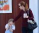 Marcia Cross et ses jumelles Eden et Savannah à la sortie de Country Mart, à Brentwood, le 18 septembre 2012