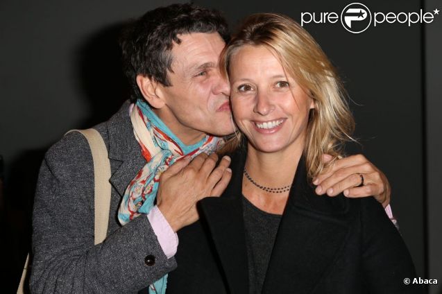Marc Lavoine et sa femme Sarah Poniatowski assistent au défilé Vanessa Bruno printemps-été 2013 au Grand Palais. Paris, le 28 septembre 2012.