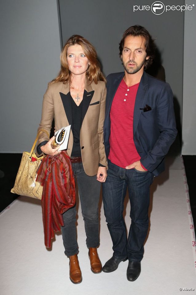 Frédéric Diefenthal et sa femme Gwendoline Hamon assistent au défilé printemps-été 2013 de Vanessa Bruno au Grand Palais. Paris, le 28 septembre 2012.