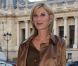 Michèle Laroque arrive au Grand Palais pour le défilé Vanessa Bruno printemps-été 2013. Paris, le 28 septembre 2012.