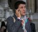Marc Lavoine au téléphone à l'entrée du Grand Palais, où avait lieu le défilé Vanessa Bruno printemps-été 2013. Paris, le 28 septembre 2012.