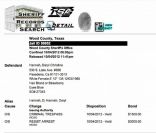 Mugshot de Daryl Hannah, arrêtée le 4 octobre 2012 et incarcérée à la prison de Wood County après avoir tenté de bloquer un chantier de construction de pipeline au Texas.