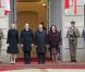 Le prince Albert II de Monaco et la princesse Charlene avec le président Komorowski et sa femme Anna, à Varsovie le 17 octobre 2012, au premier jour de leur visite officielle de trois jours en Pologne.