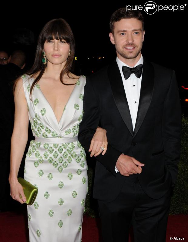 Jessica Biel and Justin Timberlake lors du bal du Costume Institute à New York, le 7 mai 2012.