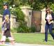 Christian Bale se rend à un anniversaire avec sa femme Sibi Blazic et sa fille Emmeline à Brentwood le 6 octobre 2012