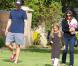 Christian Bale se rend à un anniversaire avec sa femme Sibi Blazic et sa fille Emmeline à Brentwood le 6 octobre 2012