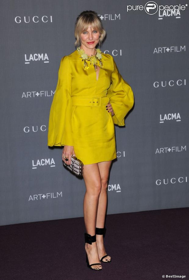 Cameron Diaz habillée tout en jaune au  LACMA Art Gala  à Los Angeles le 27 octobre 2012.