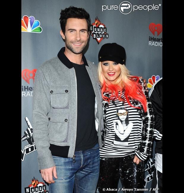 Christina Aguilera et Adam Levine sur le tapis rouge de 'The Voice' saison 3 à Los Angeles, le 8 novembre 2012.