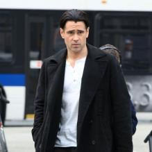 Colin Farrell et Jennifer Connelly sur le tournage du film <em>Winter's Tale</em> à New York, le 2 decembre 2012.