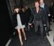 Johnny Hallyday et la belle Laeticia quittent la soirée Chanel pour l'exposition  La Petite Veste Noire  au Grand Palais, le 8 novembre 2012 à Paris.