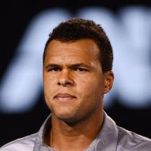 Jo-Wilfried Tsonga lors d'un match face à Roger Federer le 23 janvier 2013 à Melbourne