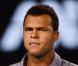 Jo-Wilfried Tsonga lors d'un match face à Roger Federer le 23 janvier 2013 à Melbourne