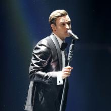 Justin Timberlake lors des Brit Awards 2013 à l'O2 Arena. Londres, le 20 février 2013.
