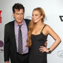 Lindsay Lohan et Charlie Sheen à l'avant-première de Scary Movie, à Hollywood, le 11 avril 2013.