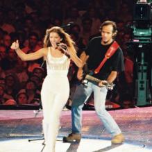 Céline Dion et Jean-Jacques Goldman au concert de la chanteuse au Stade de France, le 20 juin 1999.