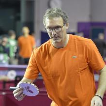 Laurent Blanc lors du tournoi Ping Star à l'occasion du Mondial Ping qui se déroulait à Bercy le 20 mai 2013 à Paris