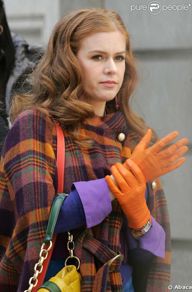 Isla Fisher sur le tournage de Confessions of a shopaholic