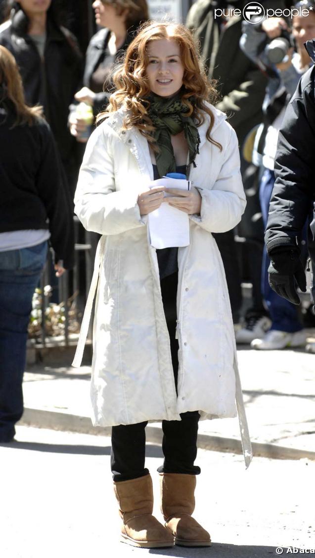 Isla Fisher sur le tournage de Confessions of a shopaholic