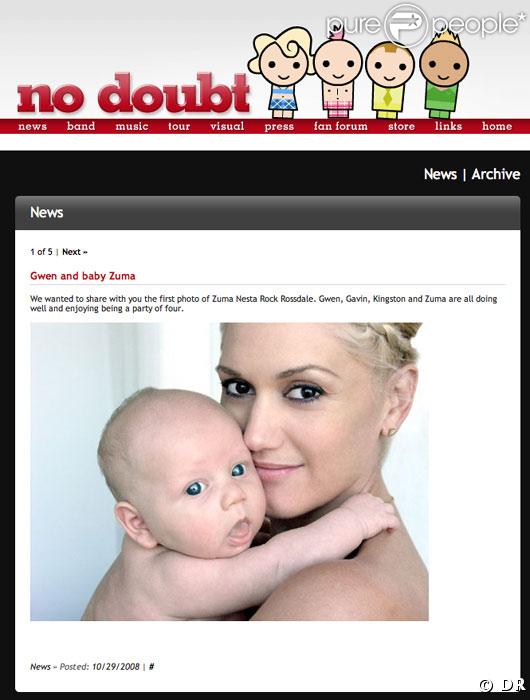 Site internet ou est presente la premiere photo officielle de Gwen Stefani avec son bebe Zuma