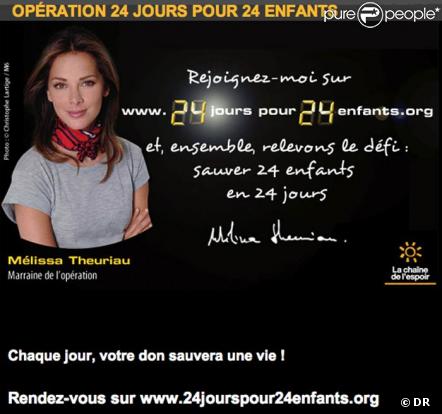 Melissa Theuriau pour La chaîne de l'espoir