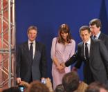 Bernard Kouchner, Carla Bruni, Xavier Darcos et Nicolas Sarkozy lors d'un sommet au Brésil