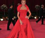 Heidi Klum dans une toilette rouge signée John Galliano pour l'Academy Awards