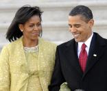 Michelle Obama, lors de la journée d'investiture de son mari, était éblouissante dans son ensemble verdoyant surpiqué de strass, signé Isabel Toledo. 